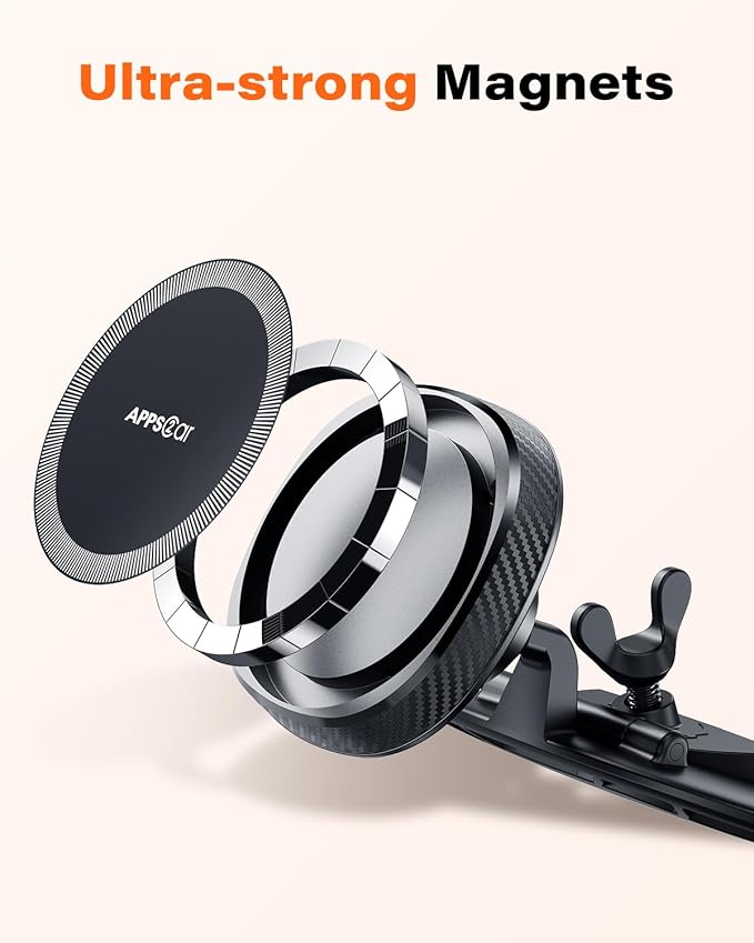 APPS2Car for Magsafe CD Player Phone Mount [17 Strong Magnets] Magnetic CD Phone Holder for Car Hands-Free Car Mount Compatible with iPhone 17 16 15 14 13 12 Pro Max Mini Plus MagSafe Case All Phones