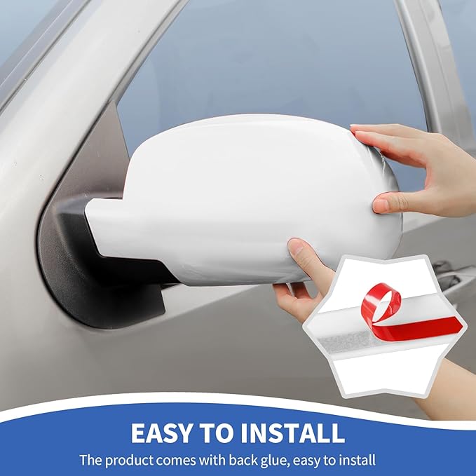 RAZPOY Rearview Mirror Cover Side Mirror Shell Trim Compatible with Chevy Silverado & Suburban & Tahoe & GMC-Yukon & GMC-Sierra & Cadillac Escalade 2007-2013, White