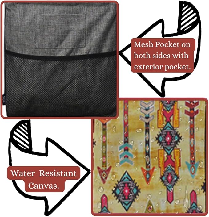 NGIL Extra Large Utility Tote Reusable Grocery Bag Oversized Collapsible for Groceries, Storage, Picnic, Beach (Boho Tribal-black)