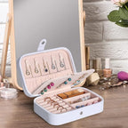 Hatori Travel Jewelry Box, PU Leather Small Jewelry Organizer for Women Girls, Portable Mini Travel Case Display Storage Hold