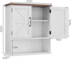 Bathroom Wall Cabinet with Barn Doors, Wall Mounted Bathroom Cabinet, Farmhouse Style, Adjustable Shelf, Wall Mounted Medicin