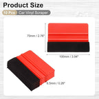 HARFINGTON 10pcs Car Vinyl Scraper 4inch Vinyl Squeegee Felt Edge Squeegee Tool for Car Window Tint Wallpaper Decal Sticker Installation Crafts Car Wrap Paste, Red
