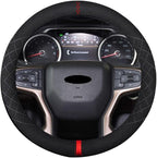 Suede Steering Wheel Cover,Compatible with Chevrolet Chevy Suburban Tahoe Suede Leather Sport Non-Slip Wheel Cover Car Interior Accessories 15.5 16 inch for Man and Women