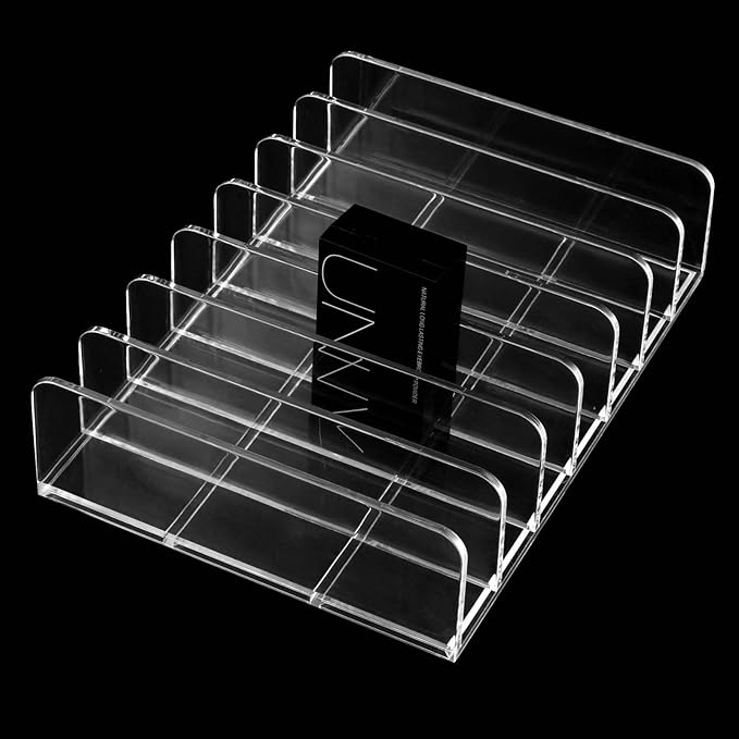 SEUNMUK 4 Pack Acrylic Eyeshadow Makeup Palette Organizer, 7 Section Clear Makeup Palette Holder, Eyeshadow Palette Display S