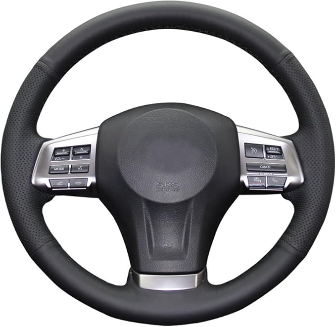 Eiseng DIY Steering Wheel Cover for Subaru Impreza 2013 2014 2015 2016 / Forester 2014-2016 / Outback Legacy 2012-2014 / XV Crosstrek 2013-2015 Interior Accessories Genuine Leather Sew (Black thread)
