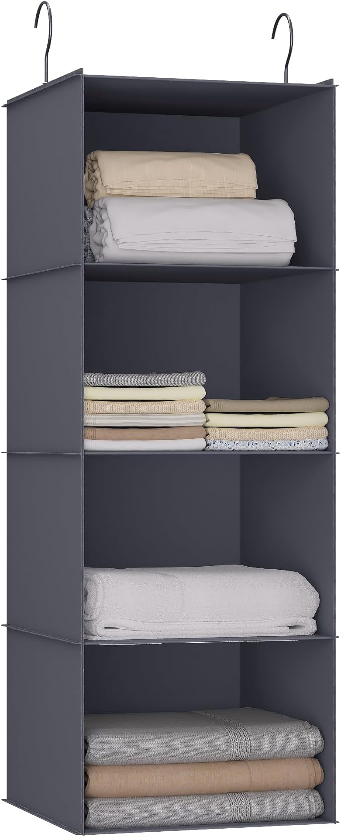 Hanging Closet Organizer, Easy Mount Foldable 4-Shelf Hanging Closet Wardrobe Storage Shelves, Clothes Handbag Shoes Accessor