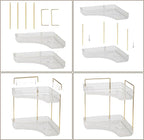 shuang qing 2-Tier Corner Bathroom Counter Organizer – Classic Storage Shelf for Makeup, Perfume & Toiletries, Space-Saving C