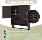 Smuxee Brown Wall Cabinet with Towel Bar - Medicine Cabinet with Adjustable Shelves, Over Toilet Cabinet for Laundry Room