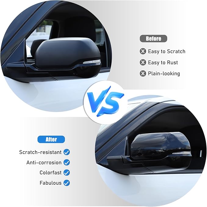 2PCS Side Door Mirror Cover for Toyota Tundra 2022-2025/ Sequoia 2023-2025, Car Exterior Rear View Mirror Housing Protector Cover Cap Self-adhesive Accessories ABS (with turn signal lights)