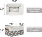 HNZIGE Small Baskets Fabric Storage Baskets(6 Pack) Storage Bins with Leather Handles Empty Gift Basket Decorative Storage Ba