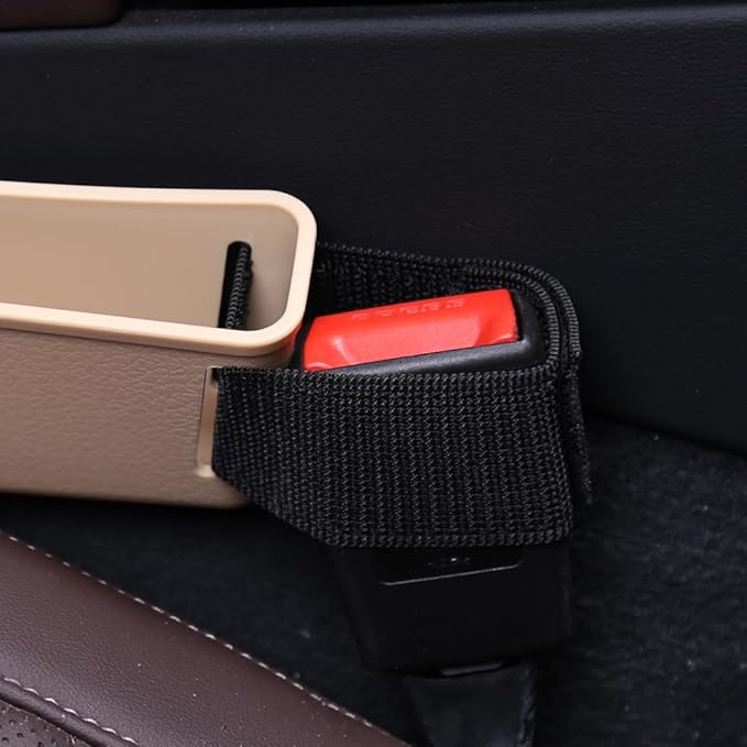 Car Seat Gap Filler, Multifunctional Seat Side Gap Filler with Cup Holder & Organizer, Gap Stopper Universal Fit Car SUV Truck Fill The Gap Between Seat & Console Set of 2 (Beige)