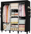 Portable Wardrobe, Clothes Organizer, Easy Hanger Wardrobe, Multiple Dividers and 3 Drawers, 6 Side Pockets Large Capacity (B