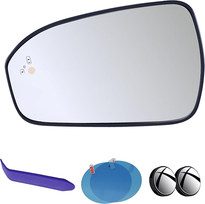 EAP Driver Side Mirror Glass Compatible with Ford Fusion 2013-2021, Heated with Blind Spot Without Auto Dimming KS7Z17K707C DS7Z17K707H