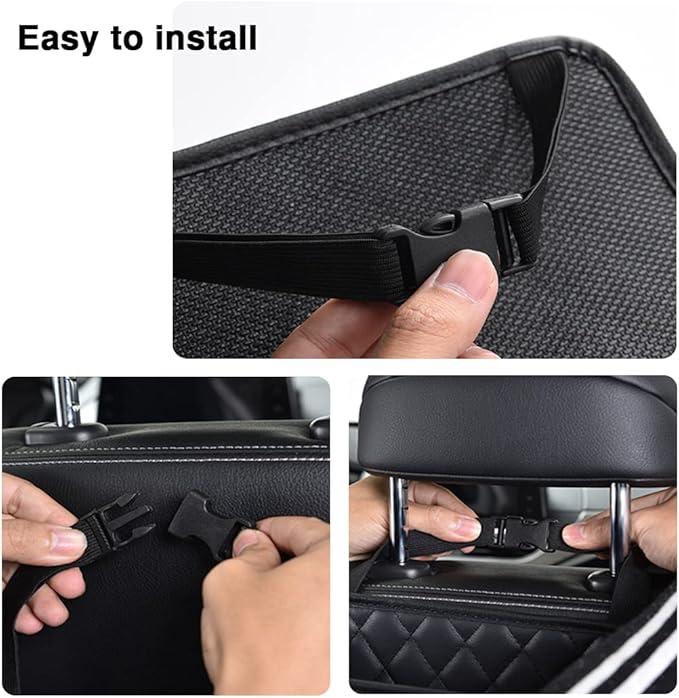 Car Back Seat Organizer, Hanging PU Leather Car Storage Bag, Compatible with Most Vehicles Interior Accessories Organizer (Black(2Pack))