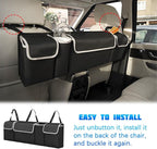 Car Trunk Organizer with Lid, Large Waterproof Vehicle Backseat Hanging Storage Bag with 4 Pockets & Adjustable Straps, Colla