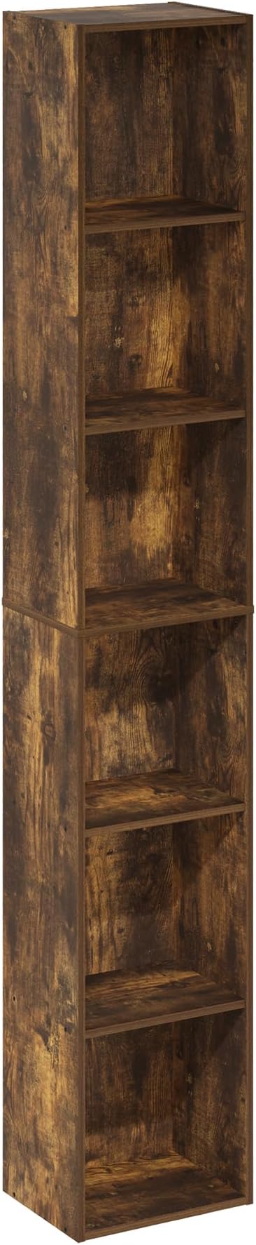 Furinno PASIR Book Shelf, 6-Tier Bookcase, Tall Standing Bookshelf, Open Storage Shelf, 9.4 x 12 x 71 Inches, for Home Office
