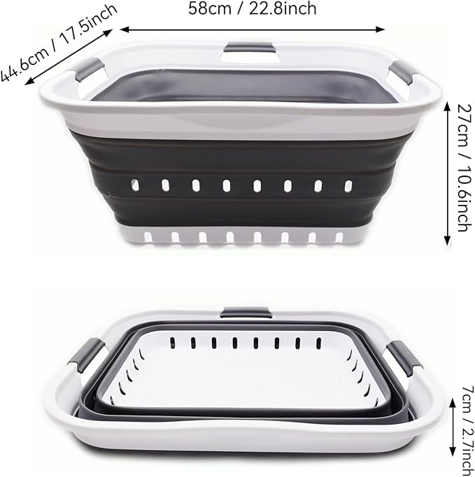 SAMMART 42L (11 gallon) Collapsible Plastic Laundry Basket - Foldable Pop Up Storage Container/Organizer - Space Saving Hampe