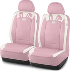 PIC AUTO Car Seat Covers, Cute Rabbit Premium Pink Leather Seat Covers, Universal Fit Front Seat Covers for Cars, Trucks, SUV