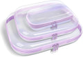 Clear Hard Plastic Zipper Case,Transparent Double Zippers Hard Pouch with 3pcs,Portable Travel Organizer Bin for Toy Storage