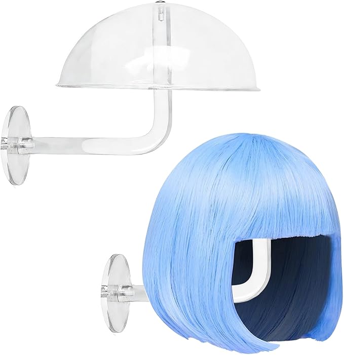 LUTTY 2Pcs Wall Mount Clear Acrylic Hat Display Stand,Wig Display Stand Racks Wall-Mounted Hat for Closet,Domed Hat Holder fo