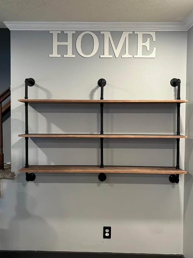 Floating Shelves for Wall Bookshelf Industrial Pipe Shelving Shelves Natural Wood Planks 60 inch Rustic Wall Shelves Hanging 