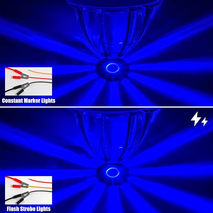 BJZ 6Pcs Blue Watermelon LED Strobe+Constant Marker Lights Dual Function Watermelon-Shaped Side Marker Clearance Tail Top Cap Roof Lights for Trailer Truck Semi-Trailer Heavy-Duty Truck Bus Van