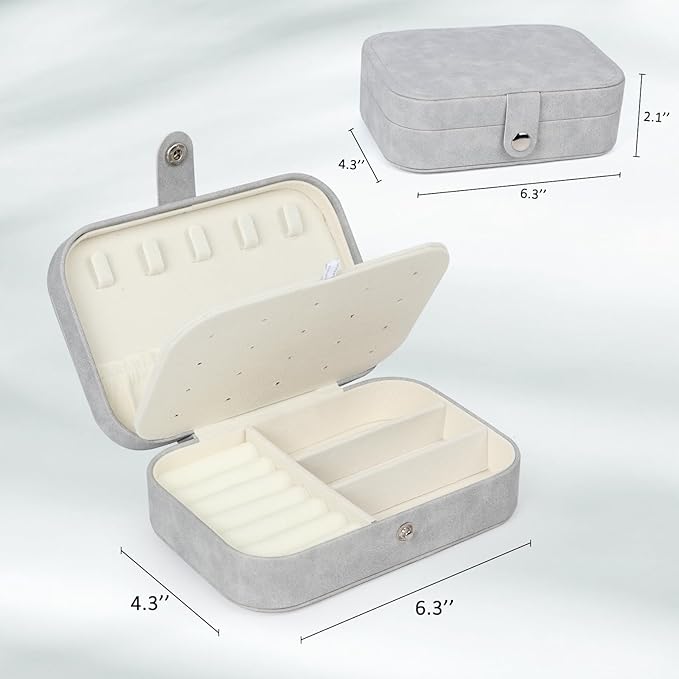 Hatori Travel Jewelry Box, PU Leather Small Jewelry Organizer for Women Girls, Portable Mini Travel Case Display Storage Hold