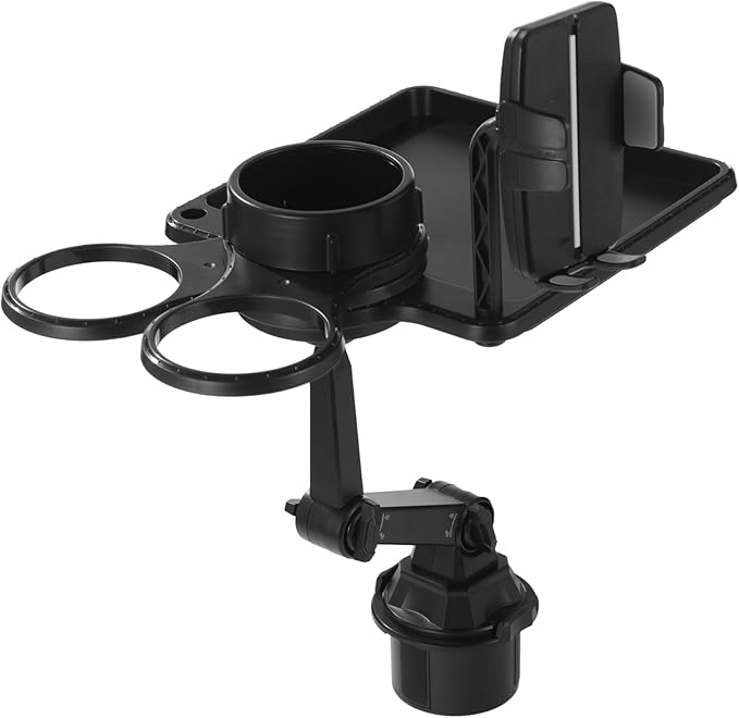 Cup Holder Tray for Car, Car Food Tray with Phone Stand, Car Table Tray, Detachable 360° Rotation, Ideal for Daily use and Road Trip Dining