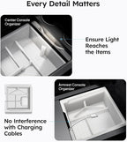 Wigoo Center Console Organizer for Tesla Model Y Juniper (Only Premium & Performance 2025 2026) and All Model 3 Highland Accessories [Double-Layer Storage, Smooth Sliding] 4PCS White