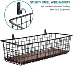 4 Set [Extra Large] Portable Metal Farmhouse Wall Decor Storage Organizer Basket Bin with Handles and Floating Shelves for Ha