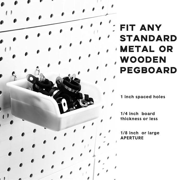 Sieral 30 Pcs Pegboard Organizer Accessories Kit Includes Peg Board Shelving Storage Basket Organizer Bins Hooks Loops Cup wi