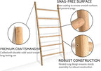 FUIN 6.4ft Extra Wide Wood Blanket Ladder Living Room Decorative Wall Leaning Farmhouse Quilt Display Holder Rustic Wooden To