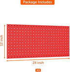 TORACK 3 PCS Metal Pegboard Panels(12x24 inch) for Wall Garage Tools Storage Pegboard System for Workbench, Modular Peg Board