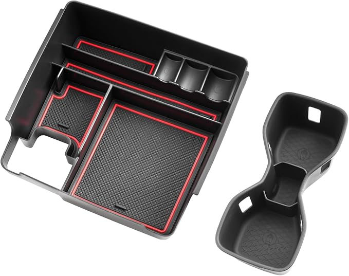 SHAOHAO 2 Pcs for 2025 2026 Nissan Frontier Center Console Organizer for 2022-2025 2026 Nissan Frontier Accessories (S/SV/Pro-X/Pro-4X/SL) Console Tray & Cup Holder Space Expand Armrest Box Organizer