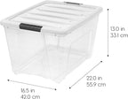 IRIS USA 12-Pack 54 Quart Stackable Storage Bins with Lids [Made in USA] - Everyday Organizer Latching Clear Plastic Organiza