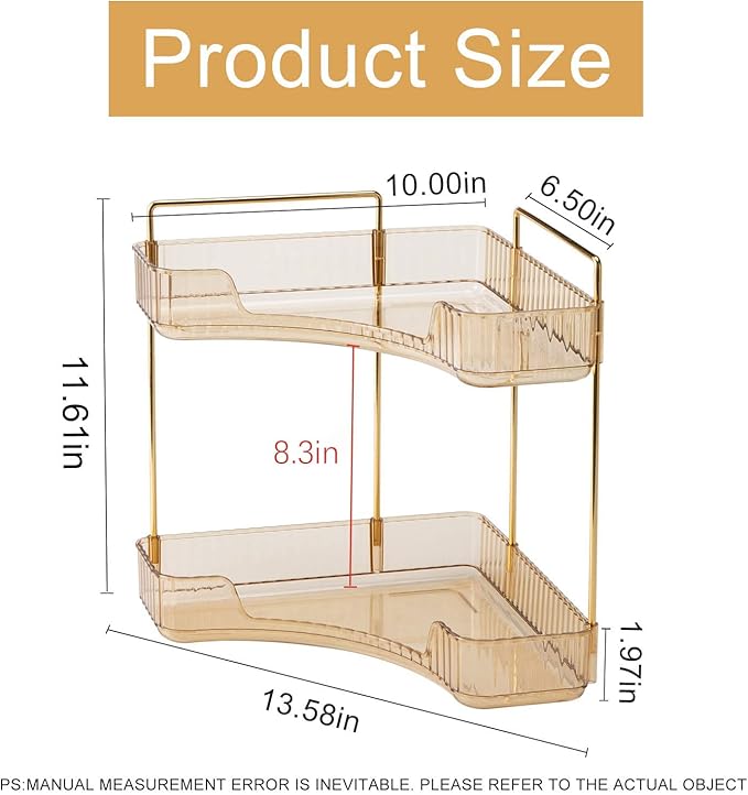 INVSSENE Corner Bathroom Countertop Organizer, Vanity Organizer Trays for Counter, Makeup Organizers, Perfume Tray, Skincare 