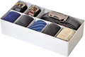 Plastic Belt Organizer, 10 Section Drawer Organizer for Storage Belt, Ties, Underwear and Socks, White Removable Dividers Sto