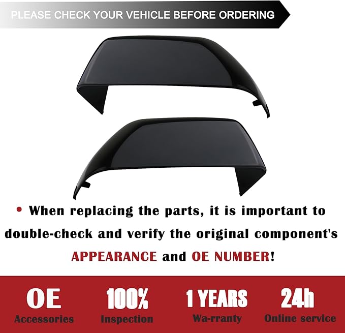 1 Pair Tow Mirror Cover Cap (Black Paintable) | For 2017-2024 Ford Super Duty F250 F350 F450 F550 Truck Accessories Replacement | Driver&Passenger Side Exterior Plastic Top Half Door Mirror Caps