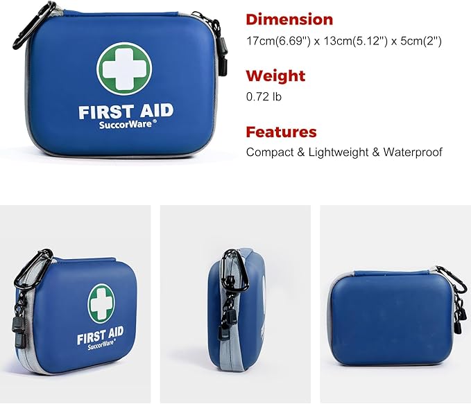 150 Pieces Mini First Aid Kit - Small Medical Kit with Hard Shell - Emergency First Aid Kit for Car, Travel, Home, Outdoor, O