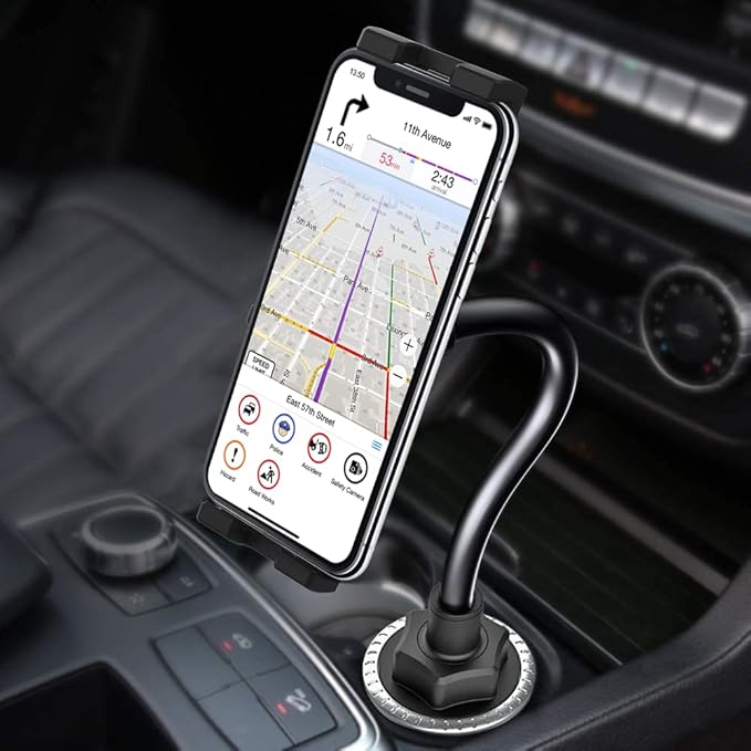 Gooseneck Car Cup Holder Tablet Mount, Truck Tablet Holder Cupholder Mount [Flexible Stable Long Arm] for 4-12.9" Tablets & Phones, iPad Pro/Air/Mini, Galaxy Tab, Fire HD, iPhone Series