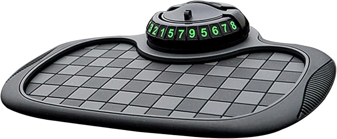 Multifunctional Car Dashboard Anti-Slip Mat with Phone Holder and Parking Number Display, Heat Resistant PVC Non-Slip Pad for
