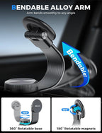 eSamcore for Magsafe Car Mount, Bendable Alloy Arm Magnetic Phone Holders for Your Car Dashboard & Windshield Vacuum Suction Cup Cell Phone Holder Fit for iPhone 17 Pro Max 16 15 14 13 12