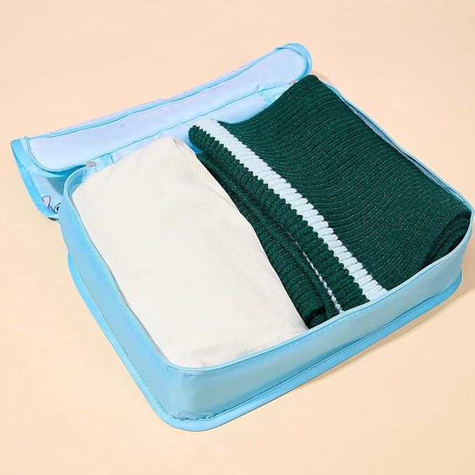 MINISO Disney Stitch Compression Packing Cubes for Travel, 2 Pack Lightweight Suitcase Organizer Bags Set Carry On Luggage, W
