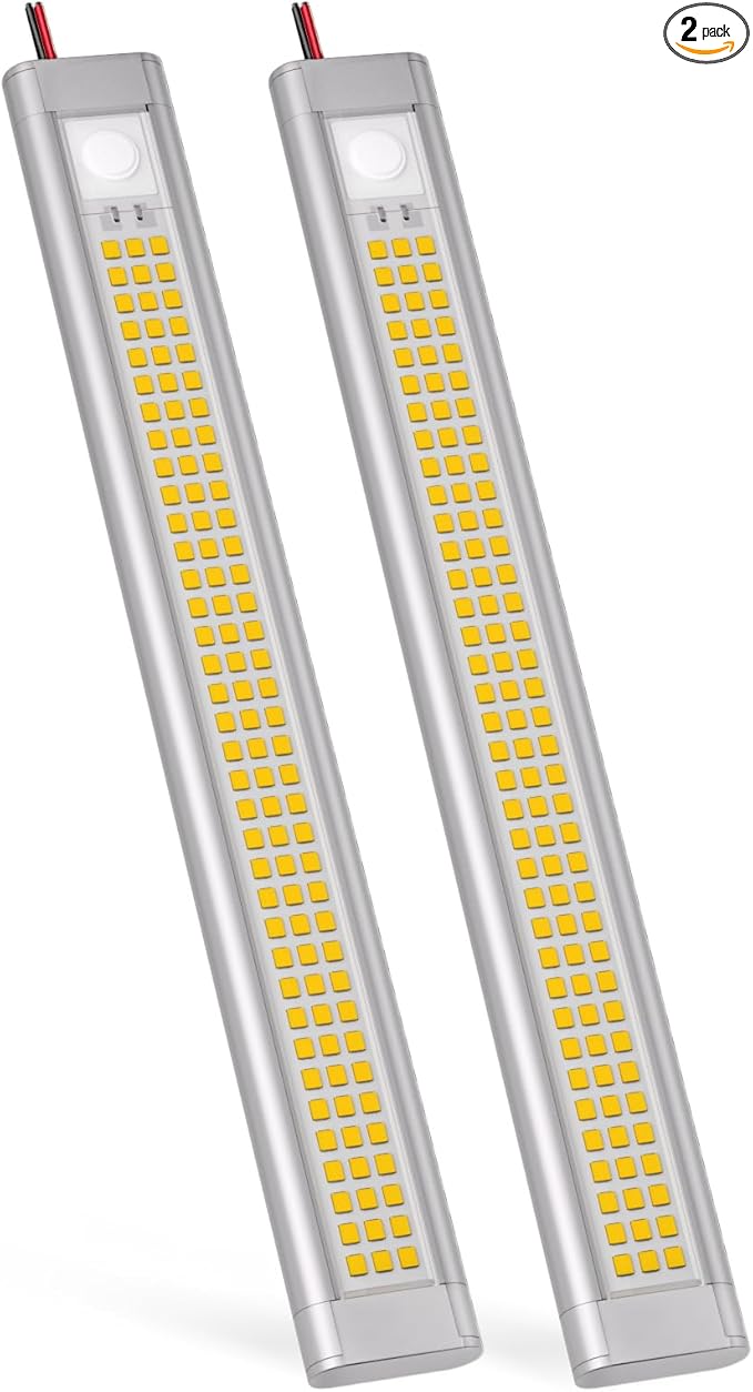 12 Volt LED Lights, Enclosed Trailer Light, RV Interior Lighting, 4000K String Lights for Trailer, Truck, Van, RV(2Pack, Silver)