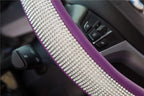 New Diamond Leather Steering Wheel Cover with Bling Bling Crystal Rhinestones, Universal Fit 15 Inch Car Wheel Protector for 