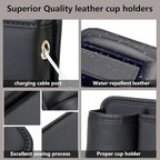 Car Seat Gap Filler Organizer with Cup Holders, Seat Gap Storage Box for Drinks, Phones, Keys, Sunglasses, Cards, and Small Essentials (Black, Passenger Seat)