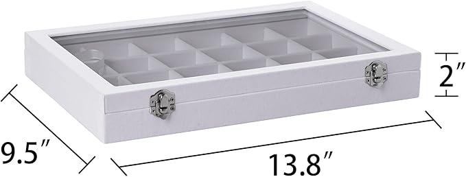 Frebeauty Velvet Jewelry Tray,24 Grid Jewelry Organizer with Clear Lid,Earring Holder Organizer with Clasp,Drawer Insert Ring