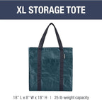 CleverMade Tall Frakta Reusable Grocery Tote - 42L - Pack of 2 - Ocean Blue - Collapsible Storage Shopping Organizer - Heavy 