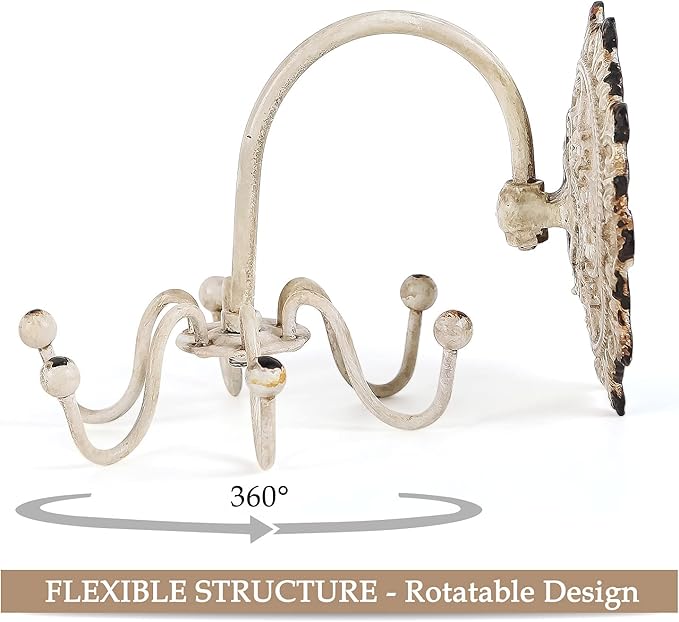 NIKKY HOME Wall Mounted Hooks Jewelry Organizer Rustic Hanging Vintage Decorative Shabby Chic Jewelry Storage Display Hanger 
