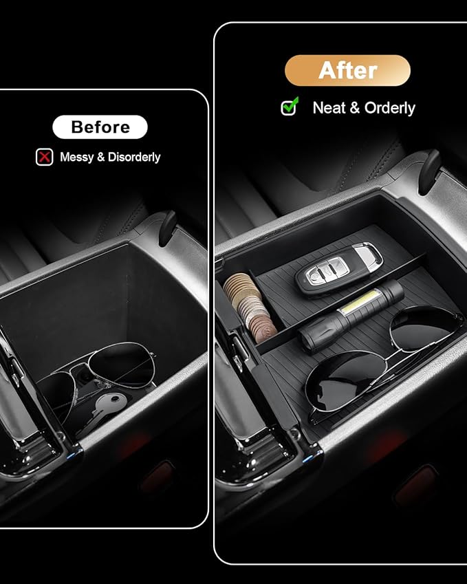 ECOZEN Double-Layer Center Console Organizer For 2025-2026 Hyundai Tucson(Limited)/2025-2026 Tucson Hybrid/Tucson Plug-in Hybrid Armrest Organizer - ONLY Fit 2025-2026 Tucson With Electronic Shift